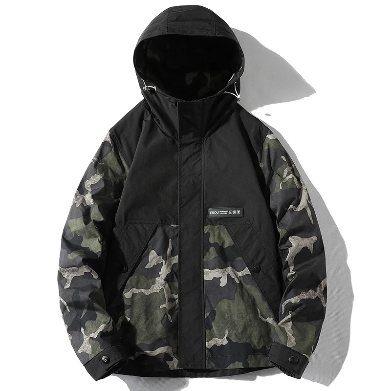 

Куртка Xfhh в стиле Харадзюку Мужская, камуфляжная толстовка, ветровка, модная одежда в стиле милитари, армейское пальто, весна-осень