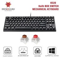 HEXGEARS K520 Keys Gaming Mechanical Keyboard Waterproof kailh box Switch single backlit Keyboard for Tablet Desktop Russian