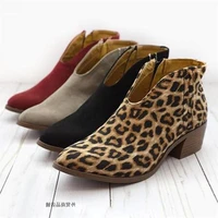 new high heel martin boot women boots fashion shoes leopard print sexy pointed toe ankle boots lady party shoes