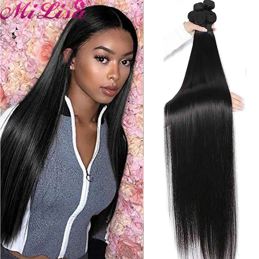 

Straight Human Hair Bundles 1B Color Straight Bundles Malaysia Remy Hair 28 30 Inch Bundles Bone Straight Hair 3 4 Bundles Deal