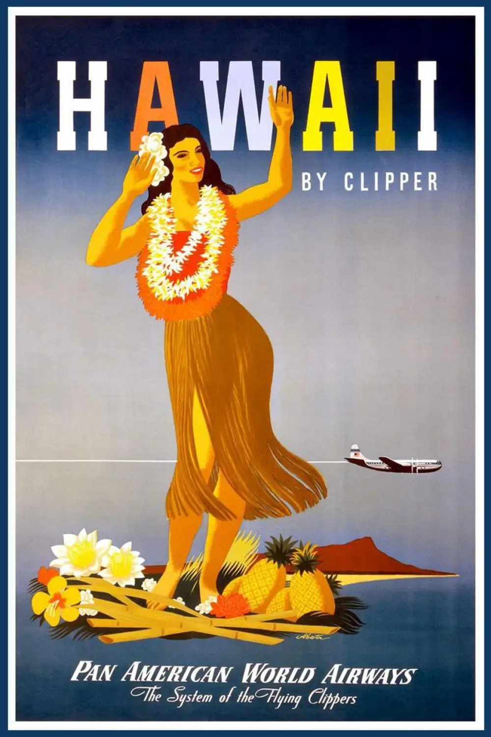 

400X300MM Hawaii-by-Clipper-John-Atherton-1948 jumbo fridge magnet SFM-0399