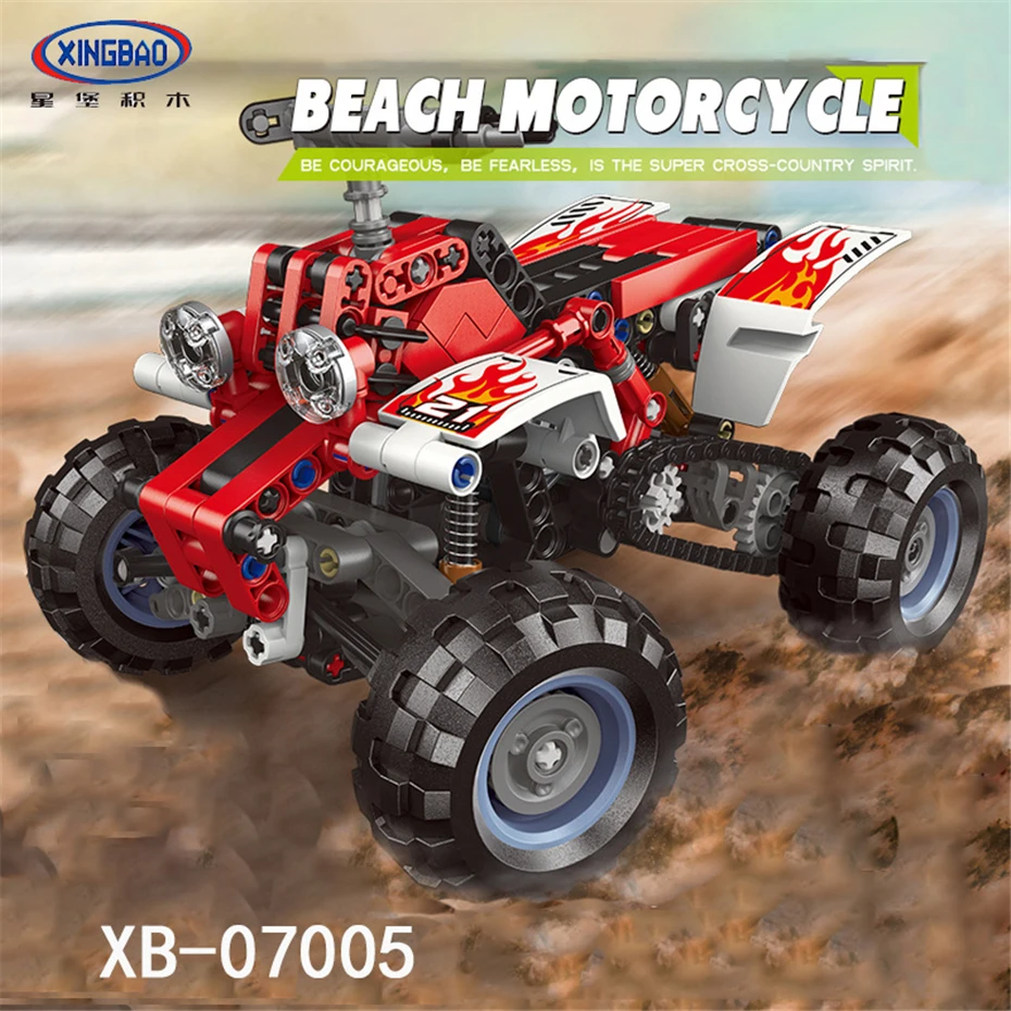 

XingBao 07005 Technology Series Beach Motorcycles Heavy Truck Vehicle Set Building Blocks Toys boys ConvertibleJjeep Gifts