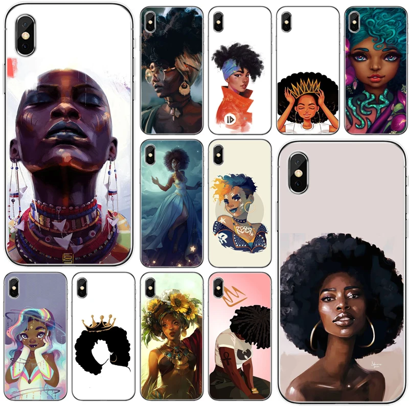 Прекрасный афро девушки ТПУ чехол для телефона iPhone 11 Pro 7Plus 7 5 6 6S 8 8Plus X XS Max Мягкий
