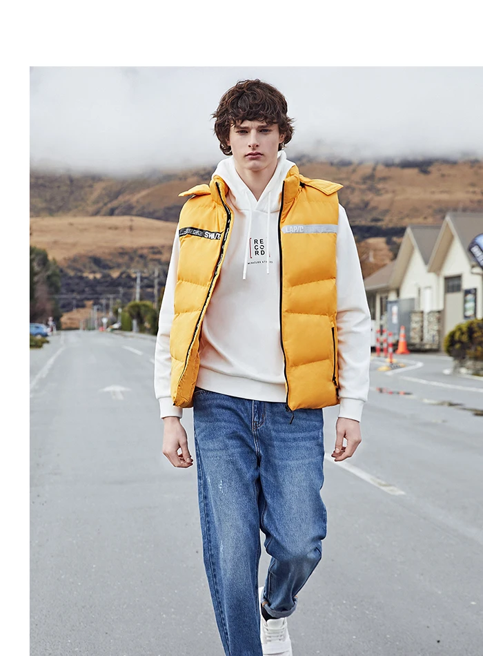 Semir, хлопковый жилет, мужской, Молодежный, хит, цветной, с буквенным принтом, с капюшоном, мужской жилет, теплый, короткий, параграф, тренд, без рукавов, жилет