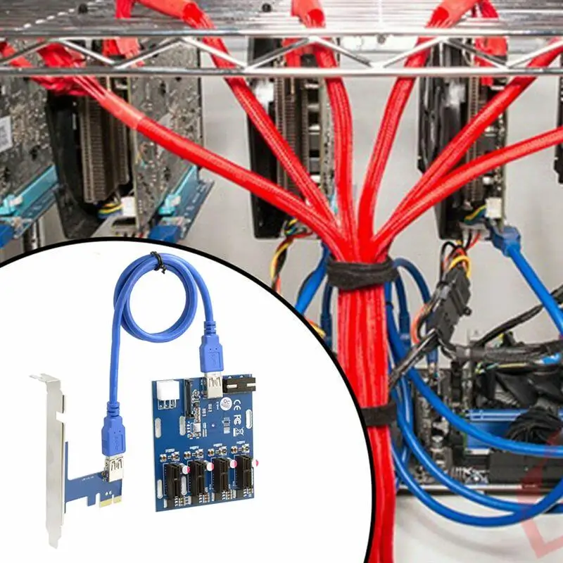 

PCI-E 1 to 4 PCI Express 1X Slots Riser Card Mini ITX to External 4 PCI-e Slot Adapter PCIe Port Multiplier Card