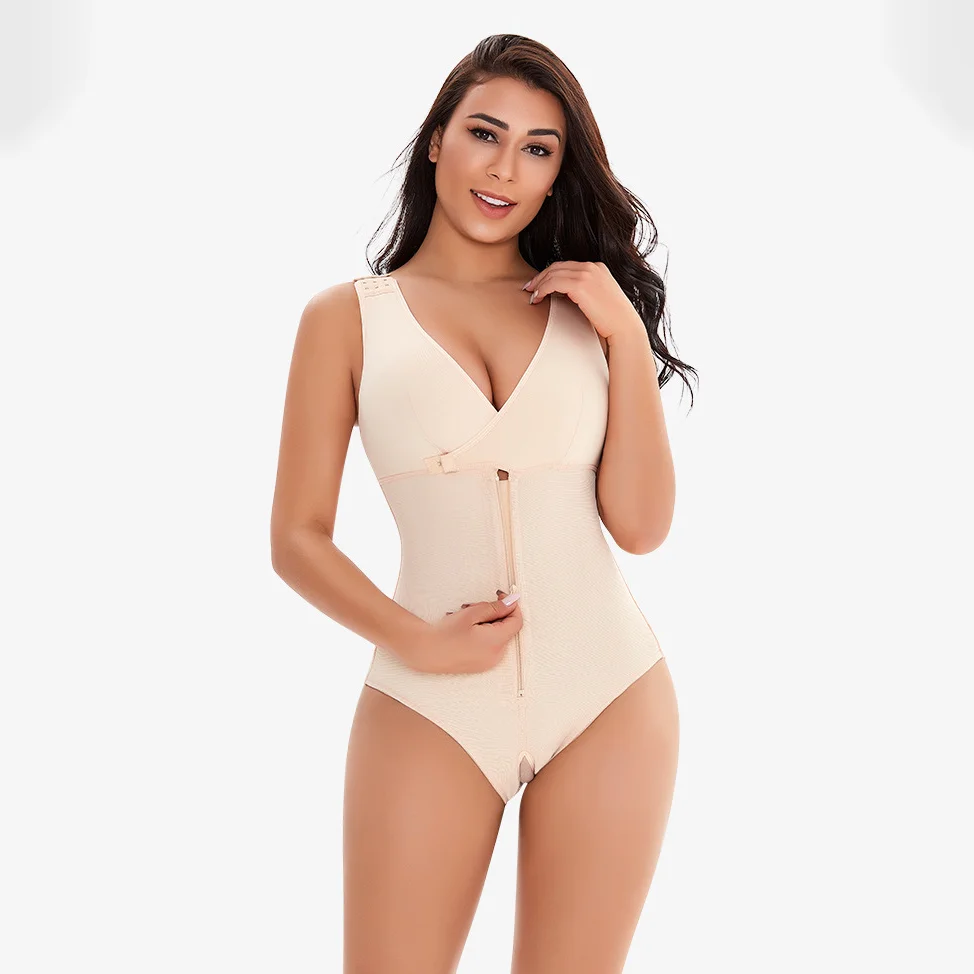 

Adjustable High Waist Abdomen Hip Lifting One-Piece Shapewear Zipper Weight Loss Bodysuit For Women