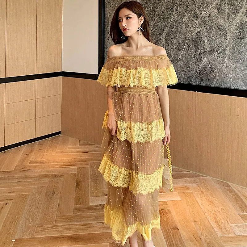 Подиумное дизайнерское милое платье в горошек Новинка лета 2020 женские