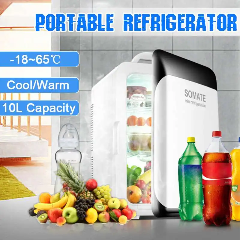 -18-65°C Car Refrigerator 10L Home Auto Mini Fridges 12V 110V Portable Drink Food Freezer Cooler for Car Home Outdoor