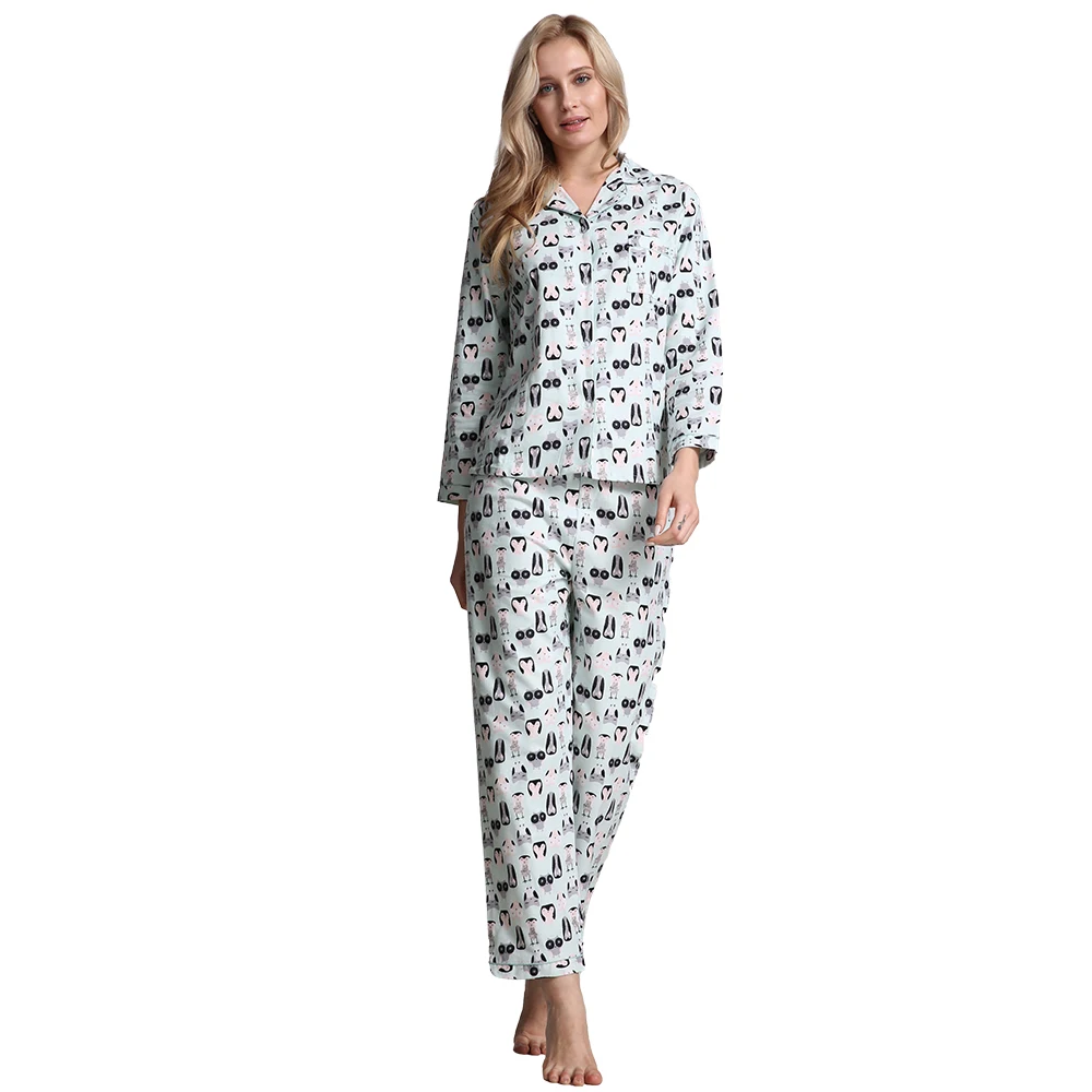 100% хлопковые женские пижамы зимние для женщин с длинным рукавом зимний пижамный