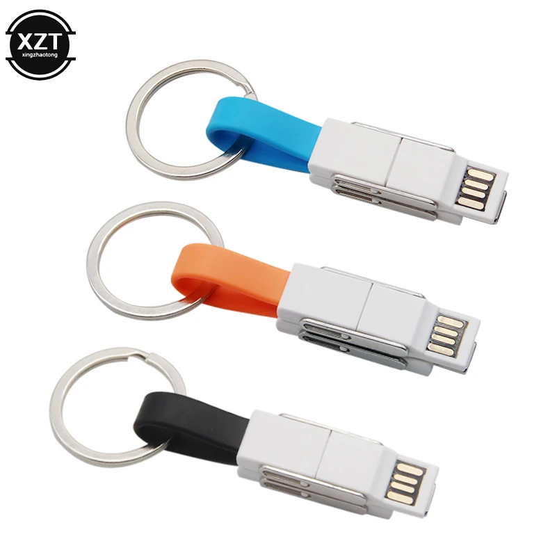 4 в 1 USB кабель Micro usb type C кабель освещения для iPhone XR X samsung HUAWEI 2A Мини Брелок Зарядное устройство кабели для зарядки