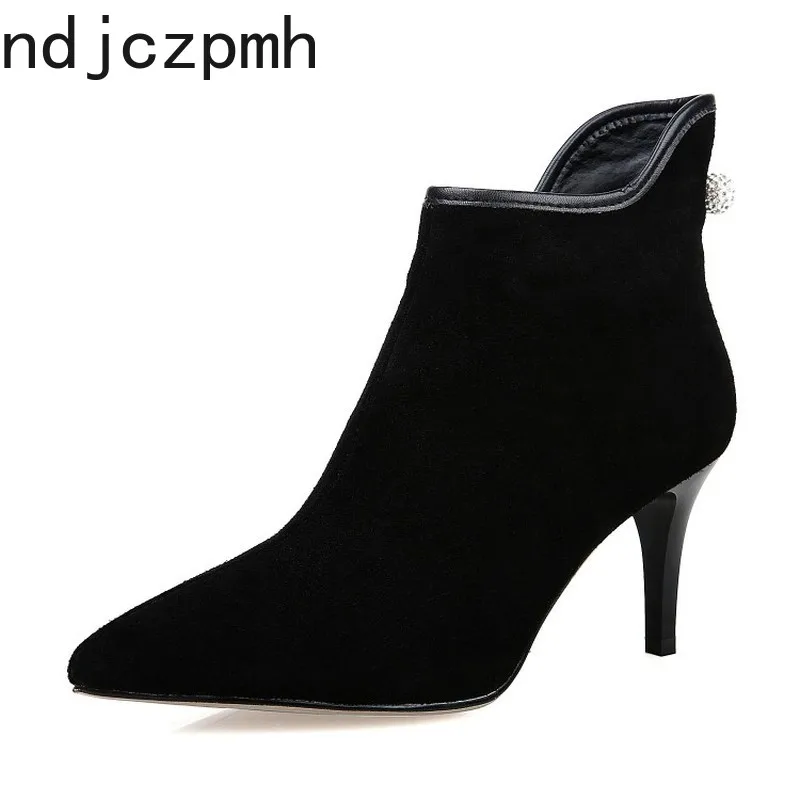 

Women's Boots New Pattern Winter Fashion Pointed Zipper High Heel Short Tube Women's Shoes Plus Size 34-43 Heel Height 7.5cm
