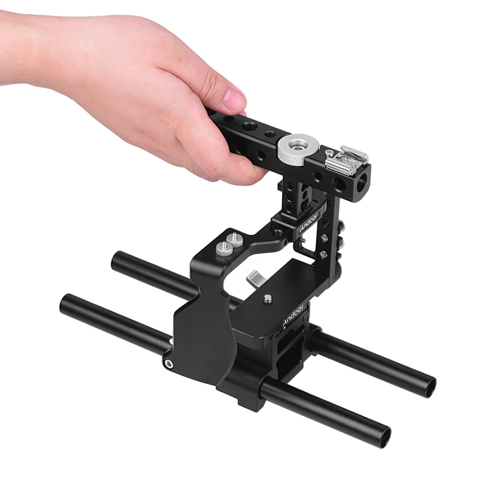 Камера Andoer Cage & Top Handle 15 мм Rod Комплект базовой плиты Film Making Video Stabilizer для камеры Sony