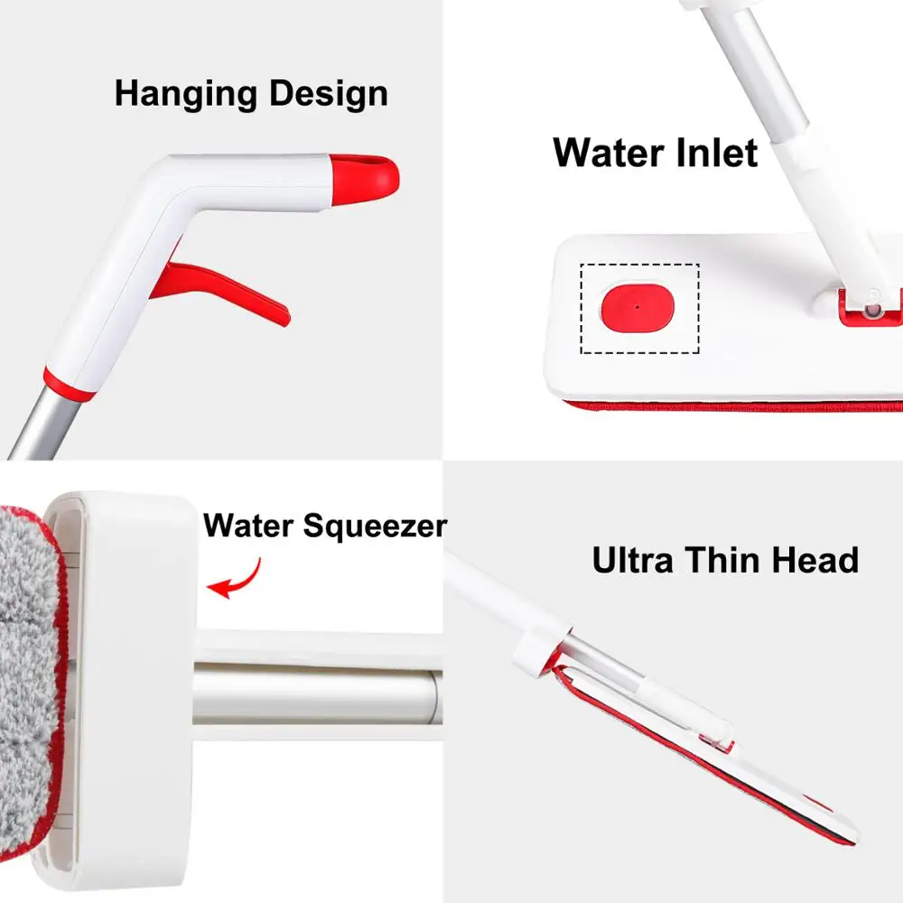 Eyliden швабра с распылителем 4 шт. многоразовых насадок из микрофибры 360 градусов