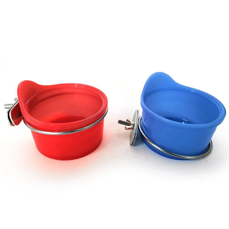

Red/Blue Parrot Bird Plastic Food Cup Cage Accessories Bird Food Cup Feeders Water Bowls Plastic Dishes Cups