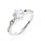 Популярные Простые серебристо-Цвет инкрустированные Белый Круглый циркония с украшением в виде кристаллов женские сплава кольцо для ключей женские вечерние, ювелирное изделие для помолвки, свадьбы