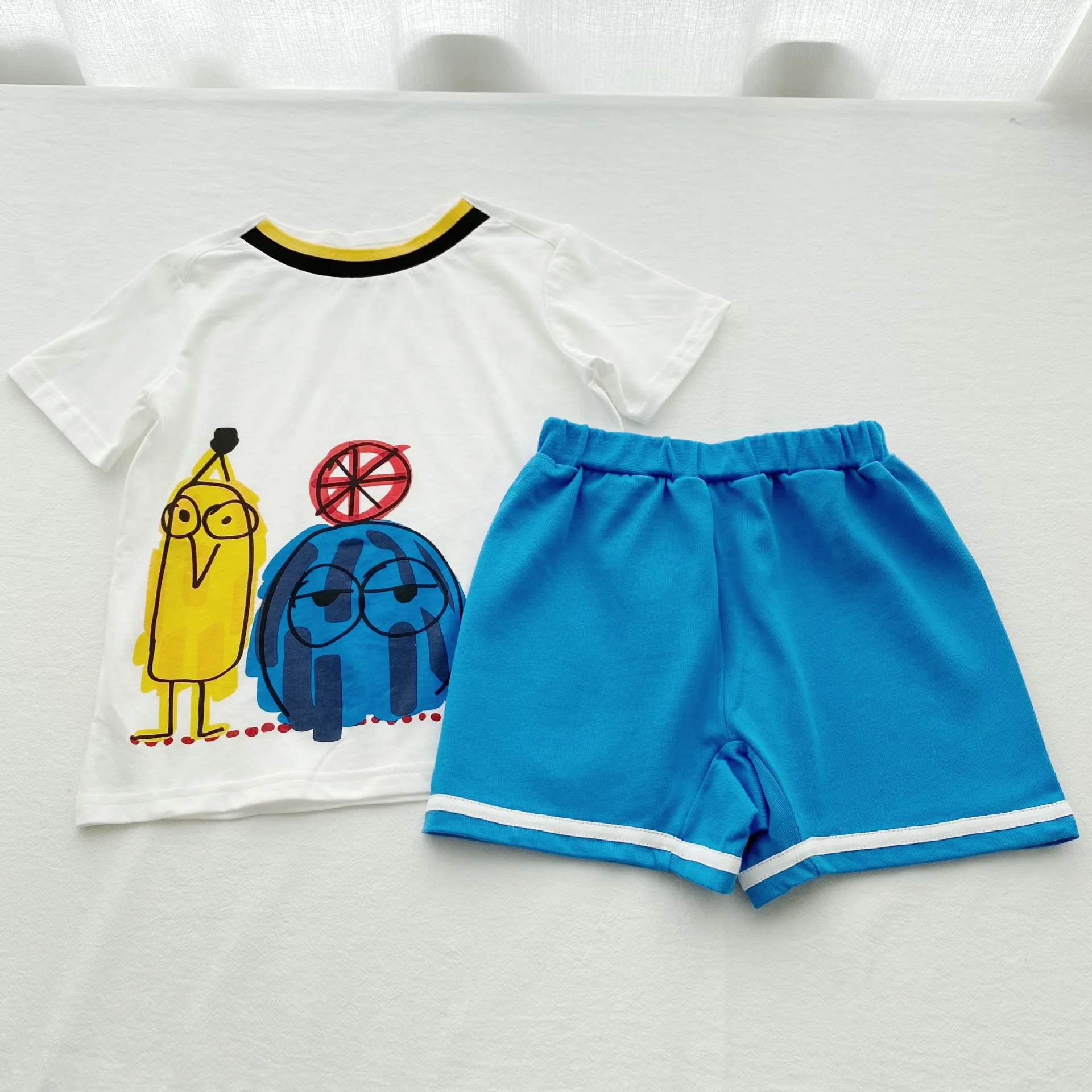 

kids clothing set summer boys and girls Sports cartoon printing style set cotton casual 2pcs clothes