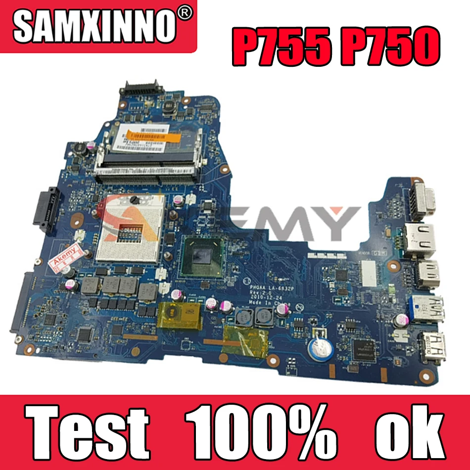 Akemy для Toshiba Satellite P755 P750 A665 A660 Материнская плата ноутбука PHQAA LA 6832P REV: 2 0 материнская