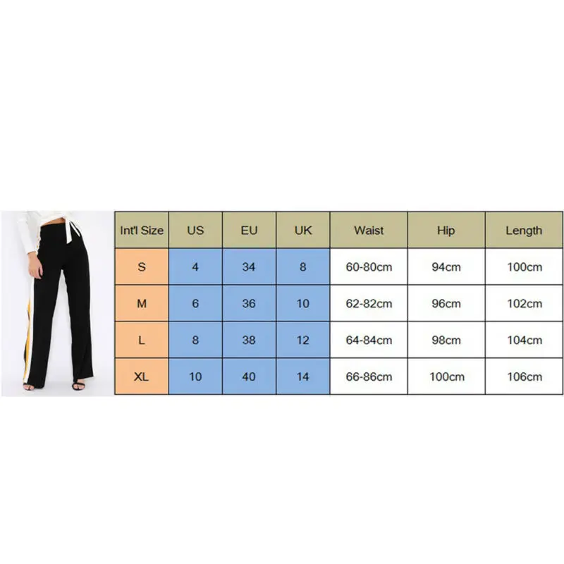 

Women Casual High Waist Striped Wide Leg Long Pants Spring Autumn Elastic Loose Trousers Plus Size