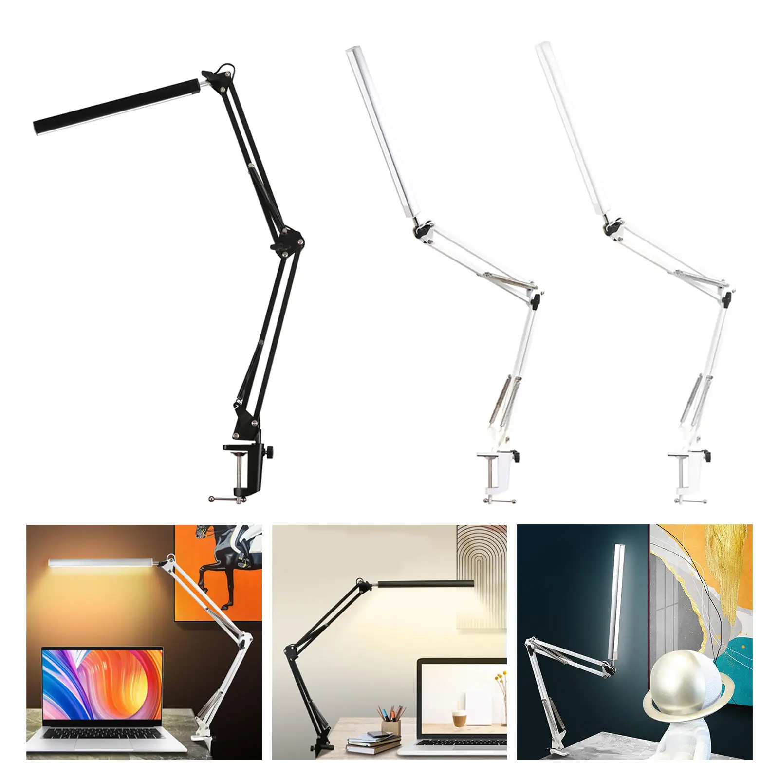 LED Desk Lamp with Clamp Swing Arm Eye-Caring Dimmable Light 10 Brightness Level 3 Mode for Home Office | Освещение
