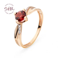 skm 14k rose gold rings for women garnet rings vintage flower rings designer anniversary luxury fine jewelry