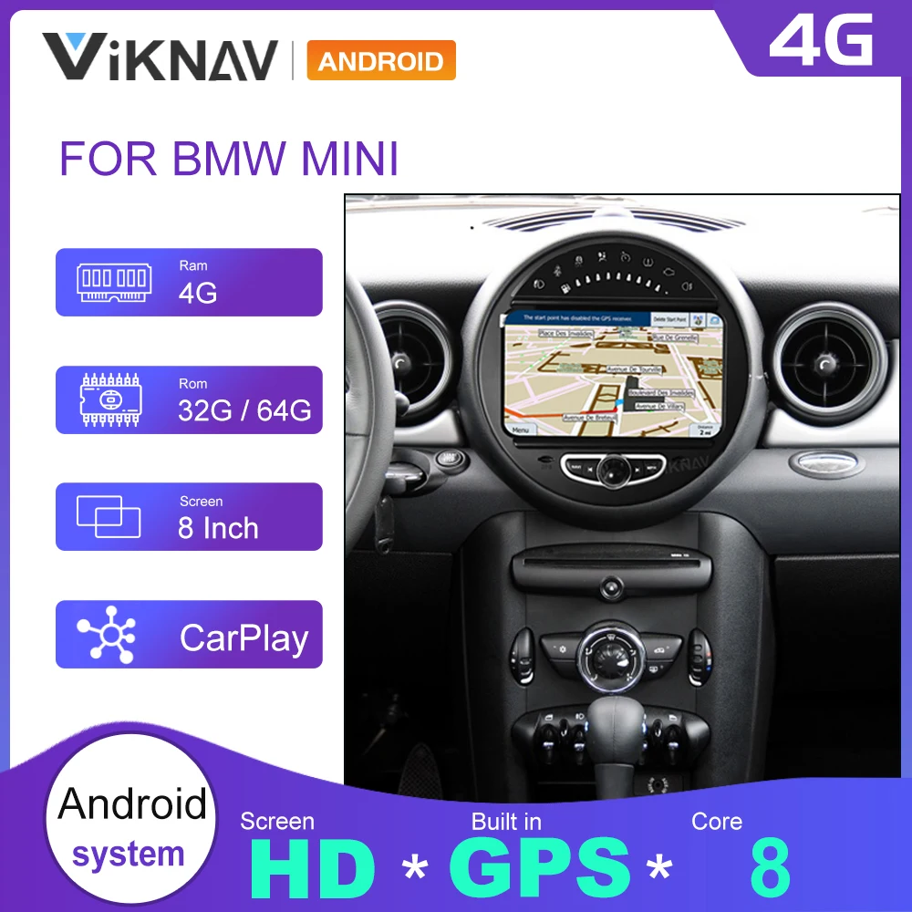 

Автомагнитола для BMW mini 2006-2009 2010 2011 2012 2013 Android 10, автомобильная аудиосистема, мультимедийный плеер, стереоприемник, GPS-навигация, FM