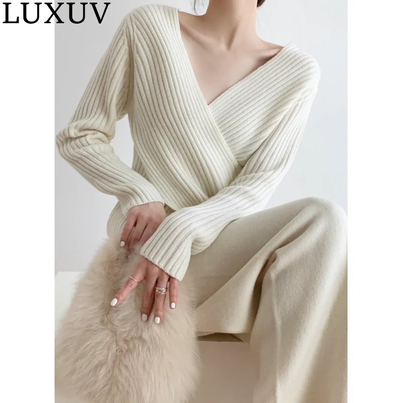 LUXUV Women's Sweaters Cardigan Tops Official Lady Light Knitted Coat Undefined Chic Throat Long Sleeve Wool Blend Soft Casual