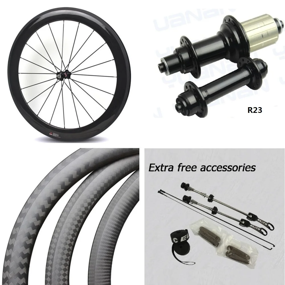 ELITEWHEELS 700c карбоновый шоссейный комплект колес R23 ступичный столб 1423 спиц клинчер