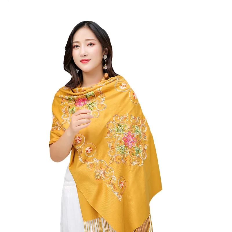 Бренд Горячая леди 2019 Новый женский кашемировый вышитый шарф Национальный Ветер