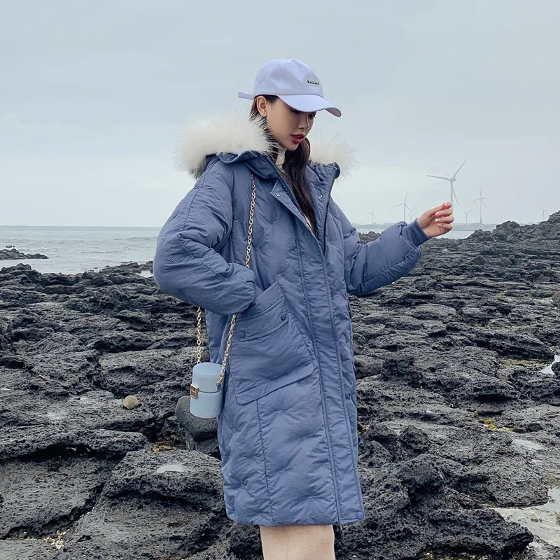Длинные пальто большой меховой воротник парка женские s куртки 2019 Новое