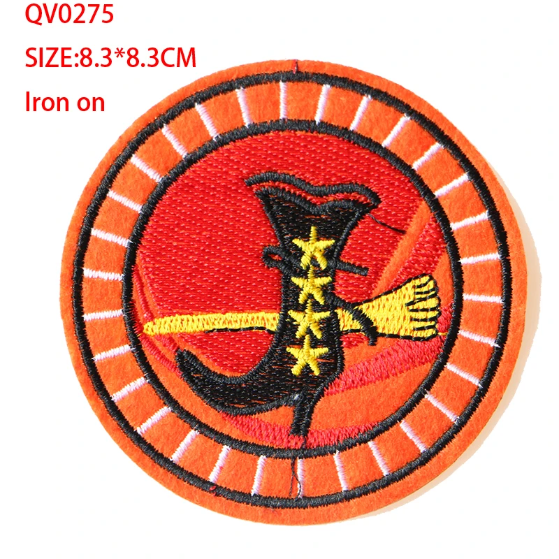 Cute round UFO icon Embroidered Iron on Patches for Clothing DIY Stripes Clothes Patchwork Stickers Children Custom Badges |