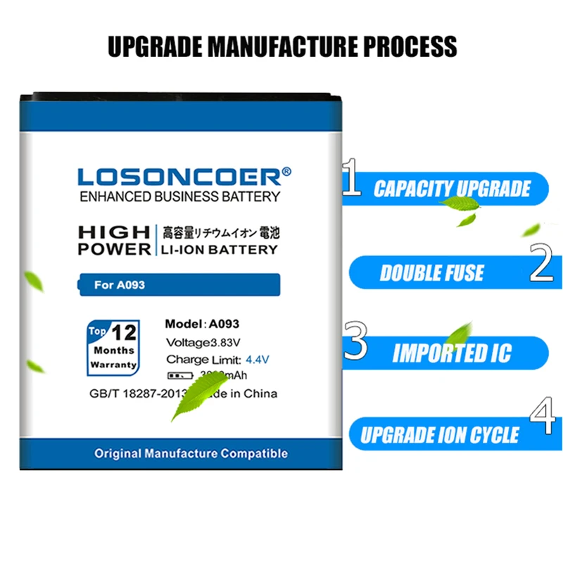 LOSONCOER 3000mAh аккумулятор высокого качества для Micromax A093 Battery 2300mAh | Мобильные телефоны