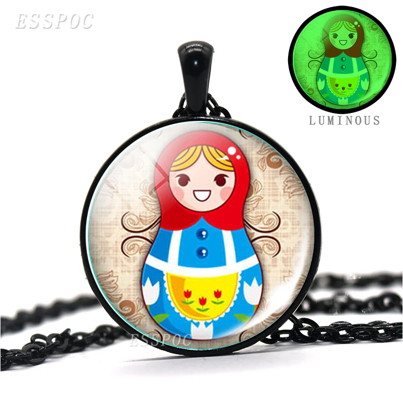 Ожерелье с подвеской в этническом стиле светящаяся темноте кукла русского
