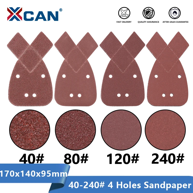 XCAN Sanding Paper 10pcs 40/80/120/240Grit Mouses Sanding Sheets Pad For Black & Deckers Sander 4 Holes Polishing Disc Sandpaper