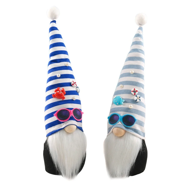 

2Pcs Ocean Festival Gnome Scandinavian Tomte Nisse Swedish Elfs Home Decorative Faceless Doll Figurines Garden Gnomes