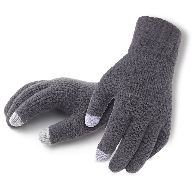 

Winter Men Knitted Gloves Touch Screen High Quality Male Mitten Thicken Warm Wool Cashmere Solid Men Business Gloves Autumn