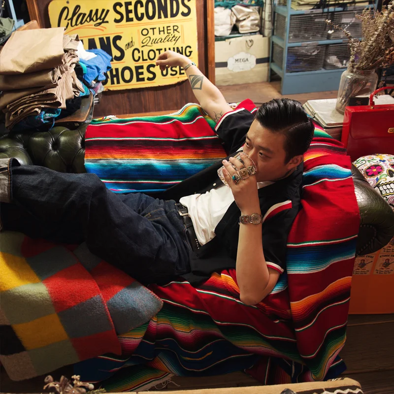 Мексиканское одеяло Serape уличное Радужное пляжное в полоску s-коврик с кисточкой