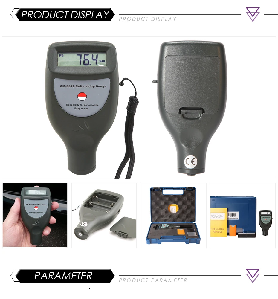Landteck CM-8828 2 в 1 Калибр для очистки автомобиля инструмент для детализации эмалированной пластиковой пленки покрытие краски толщина тестер краски датчик OD