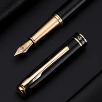 hongdian black metal fountain pen gold clip f nib beautiful texture excellent writing gift for business office