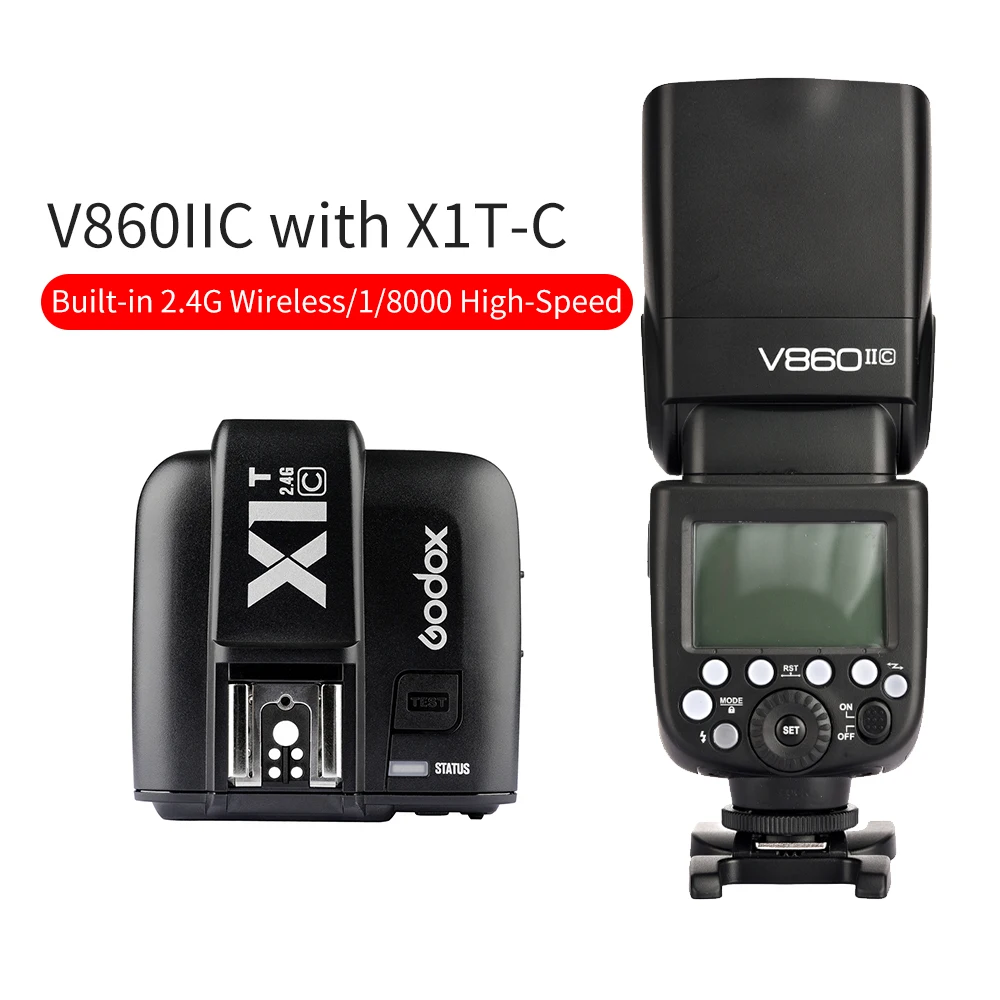

Godox V860II-C V860C TTL Camera Flash Speedlite with X1T-C Trigger Transmitter for Canon and Transmitter FT-16S Flash Trigger