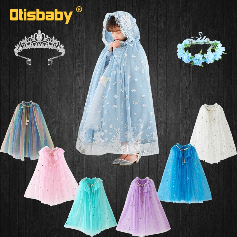 Длинная накидка с капюшоном для девочек Снежной королевы Анны Эльзы Хэллоуина