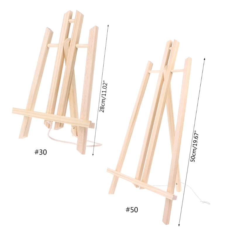 

Desktop Easel Foldable Display Stand Wooden Tripod Easel 2 Sizes for Art Painting Wedding Photos Small Signs Artworks