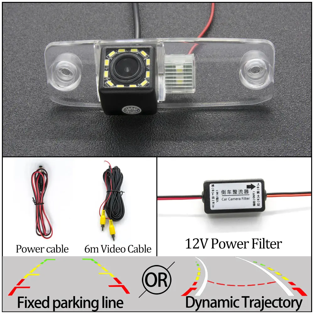 12LED Cam N Filter Фиксированная или динамическая траектория Автомобильная камера заднего вида для KIA Ceed Carens/Rondo Mohave Borrego Автомобильная резервная принадлежности для парковки - Название цвета: 12LED Cam N Filter