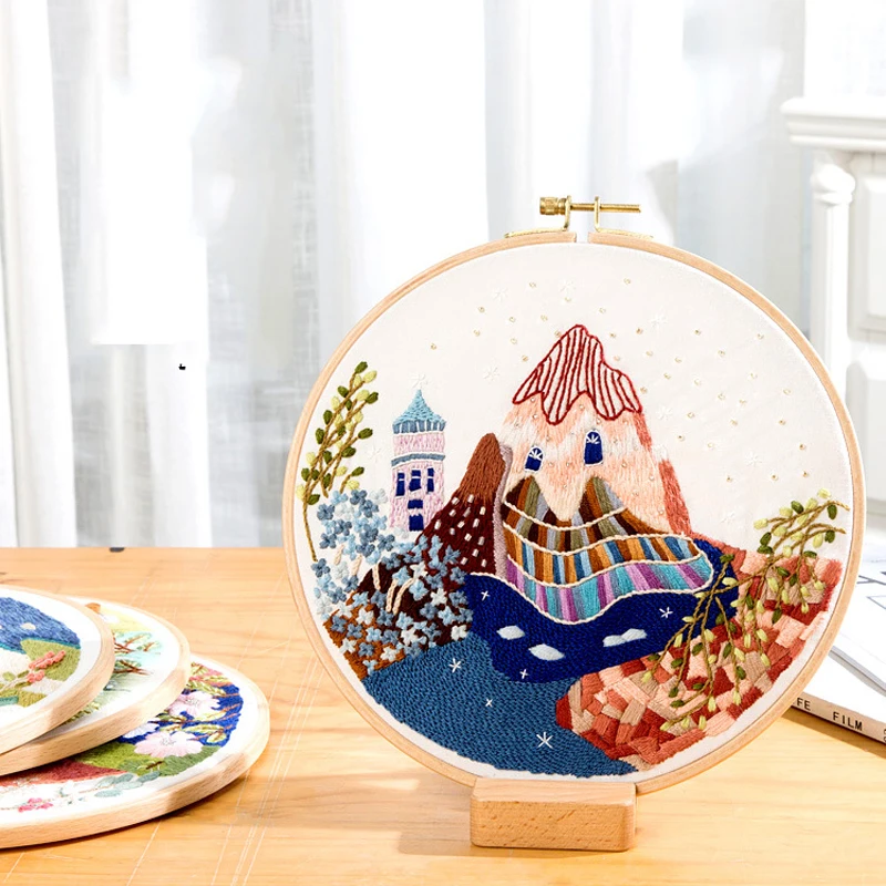 Набор для вышивки с обручем DIY пейзаж цветок вышивка искусство Декор