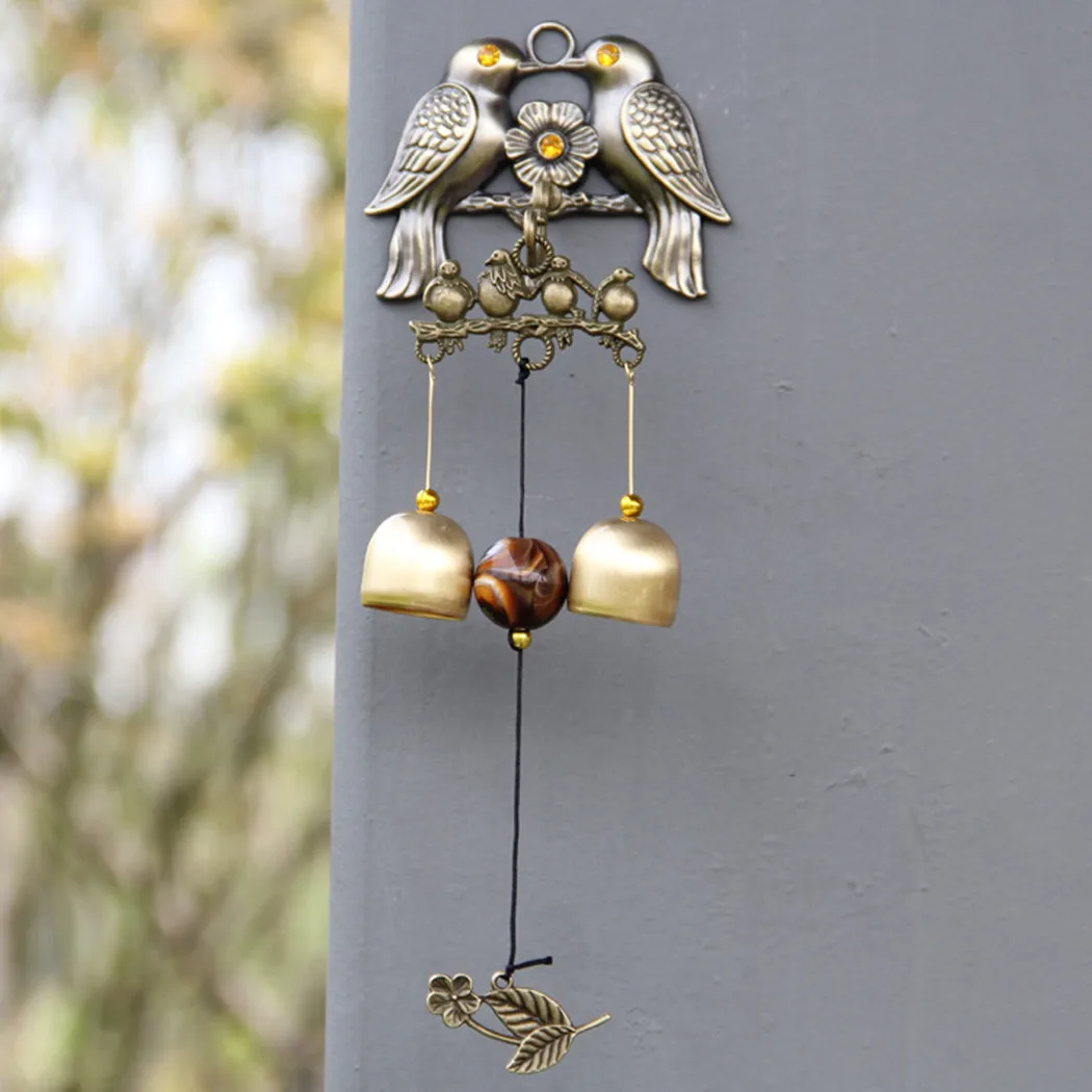 

Garden Wind Chimes Length 29cm Vintage Width 9.5cm 2 Brass Bells Alloy