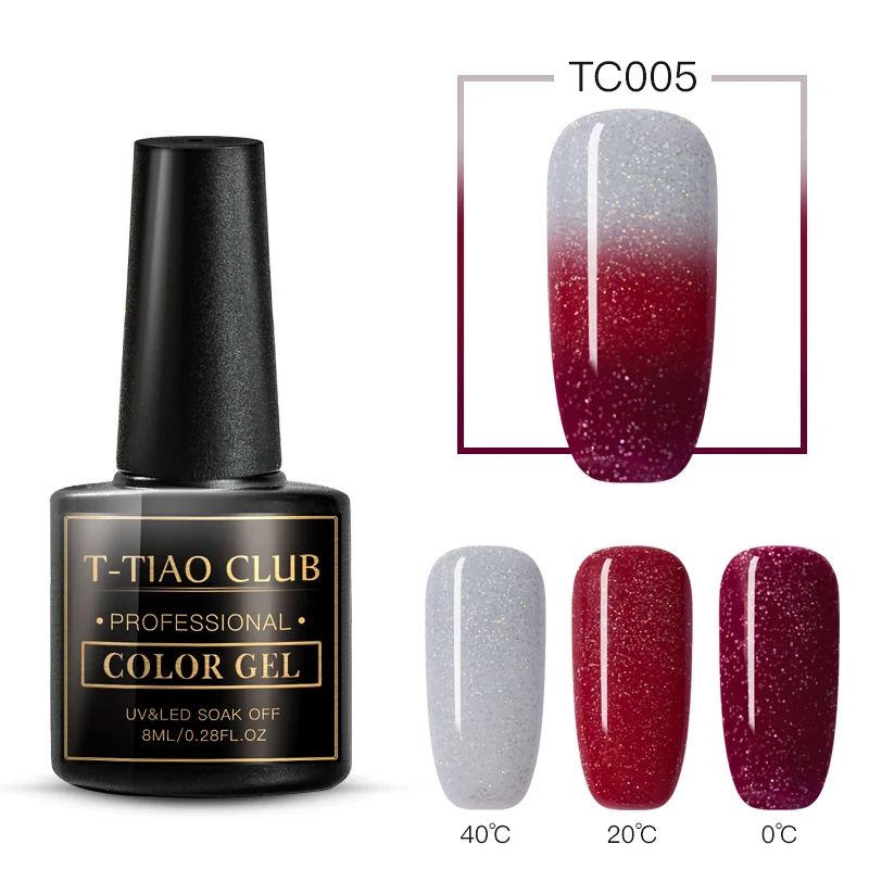 DS07040 T-TIAO клубный Радужный термальный меняющий Цвет гель для ногтей голографический Лак Блеск температура замочить от УФ ногти гель лак - Цвет: DS07040