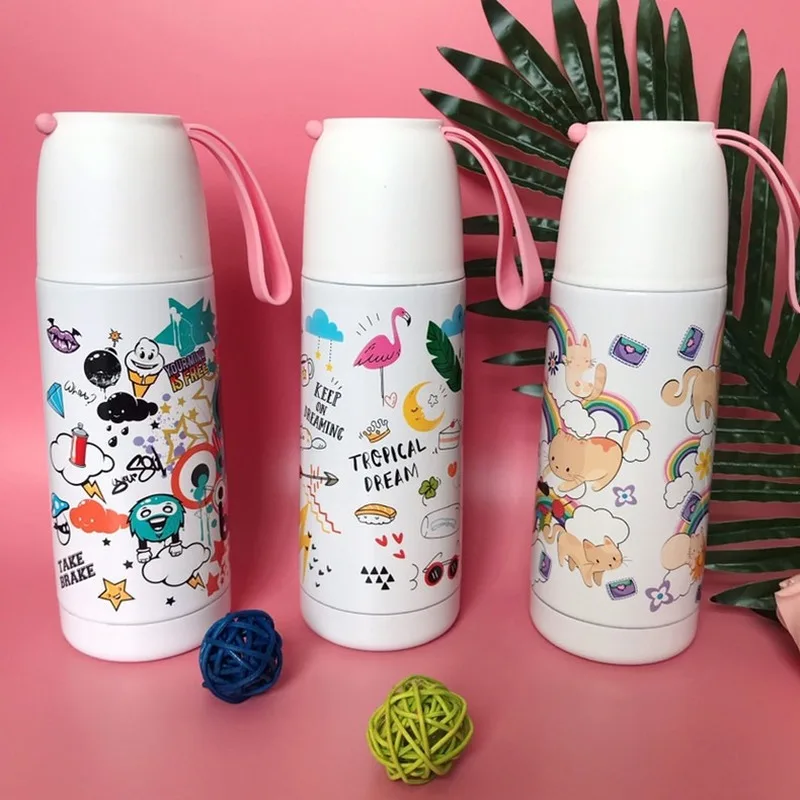 350 мл Новая красочная кружка с крышкой Термокружка термос симпатичная кофейная