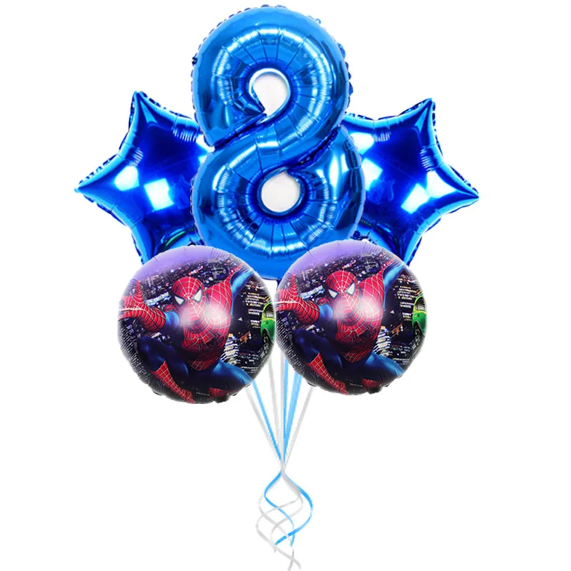 5pcs BL spider 8 5 шт. воздушные шары из фольги Человека-паука с гелием 3" шар с номером Гелиевый шар мультяшный герой детские игрушки Воздушные шары Декорации дня рождения Globos - Цвет: 5pcs BL spider 8