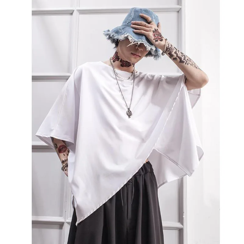 

Summer loose bat shirt cloak irregular men's short-sleeved hip-hop wild personality youth half-sleeved trendy T-shirt