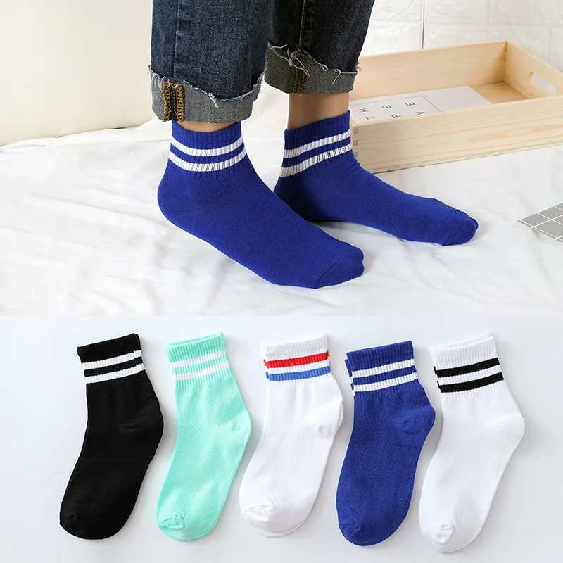 

1 Pair Men's and Women's Mid Tank Socks in Autumn and Winter Breathable Casual Sports Antiskid Stripe Student Mid Tank Socks