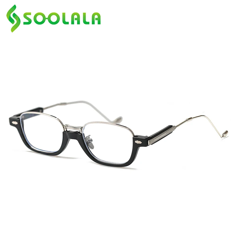 

SOOLALA Thin Metal Arm Semi-rimless Reading Glasses Women Men Half Frame Leesbril Mannen Farsighted Presbyopic Glasses +0.5 0.75